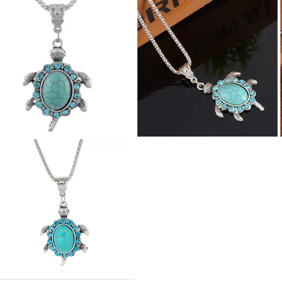 NewTurquoise Turtle Pendant &Sterling Silver Chain - Picture 1 of 6